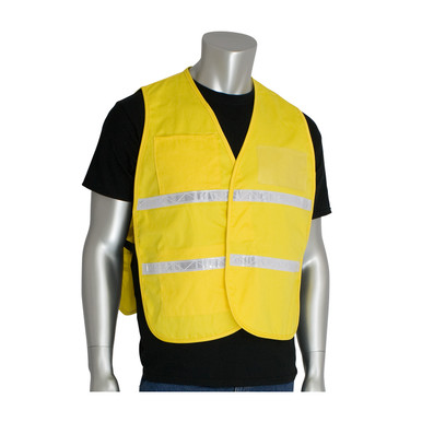 Yellow 4X-5X Non-ANSI IC Vest, Ylw, Poly/Cotton, H&L Closure, 1in. White Gloss Tape Hi-Visibility Vest 300-2510/4X-5X