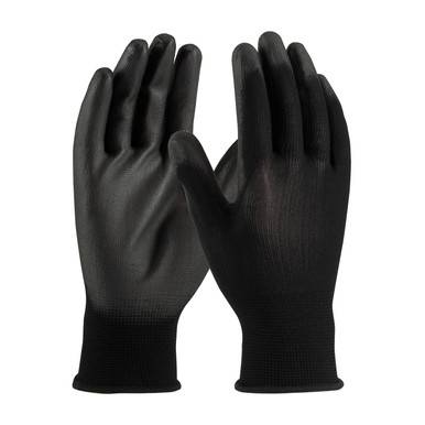 Black XXL Black Polyester 13G Shell, Black PU Coated Smooth Grip, Unbranded Seamless Knits for General Duty 1 Dozen 33-B115/XXL