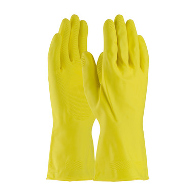 Yellow M Assurance Unsupport Latex, Ylw., 18 Mil, 12 Inch, Unlined, Diamond Unsupported Latex Gloves 1 Dozen 47-L170Y/M