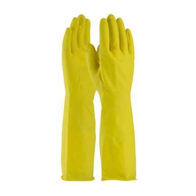 Yellow L Assurance Unsupport Latex, Ylw., 20 Mil, 15 Inch, Flocked, Diamond Unsupported Latex Gloves 1 Dozen 48-L2125Y/L