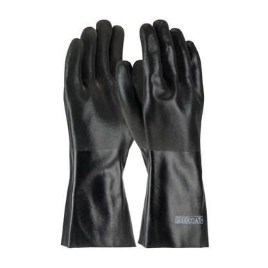 Black MENS ProCoat, Supported PVC, Jersey Lined, Blk., Sandy Finish, 14 Inch Coated Supported Gloves 1 Dozen 58-8240DD
