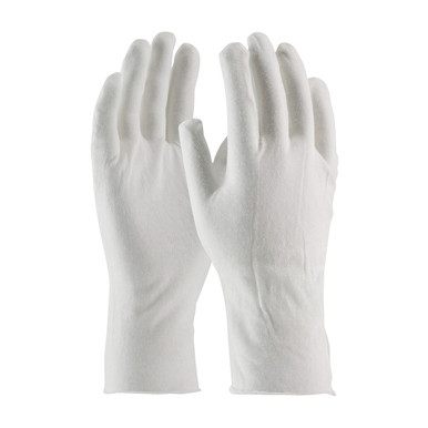 White 12 Cotton Lisle, Light Wgt, Premium Quality, Unhemmed, 12 Inch, Men's CE Fabric Gloves 1 Dozen 97-500/12
