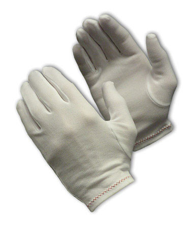 White LADIES Stretch Nylon, Full Fashion, ZigZag Stitched Rolled Hem, HW, Ladies' CE Fabric Gloves 1 Dozen 98-701