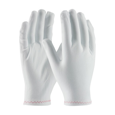 White LADIES Stretch Nylon, Two Piece Pattern, Zig Zag Rolled Hem , Ladies' CE Fabric Gloves 1 Dozen 98-703