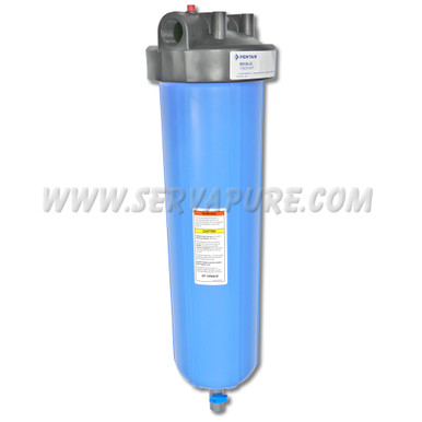 Pentek 150690, Big Blue, 1'' In/Out, 20'' Blue/Black, w/ PR and 3/8'' Drain Valve