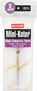Wooster Genuine 6" Mini-Koter High-Capacity Yarn 2-Pack Roller Cover - R211-6