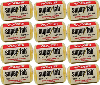 Wooster Genuine 4" Super/Fab 3/8" Nap Roller Cover 12-Pack, R239-4-12PK