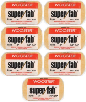 Wooster Genuine 4" Super/Fab 1/2" Nap Roller Cover 7-Pack, R240-4-7PK