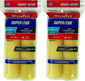 Wooster 6.5" Jumbo-Koter Super/Fab 3/8" Nap 2 Sets Of 2-Pack Roller Cover # RR300-6.5-2PK