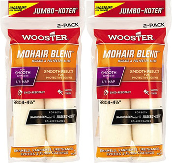 Wooster 4.5" Jumbo-Koter Mohair Blend 1/4" Nap Closed-End 2 Sets Of 2-Pack Roller Cover # RR304-4.5-2PK