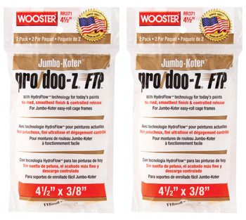 Wooster 4.5" Jumbo-Koter Pro/Doo-Z FTP 3/8" Nap 2 Sets Of 2-Pack Roller Cover # RR371-4.5-2PK