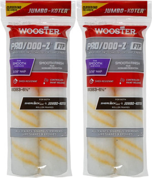 Wooster 6.5" Jumbo-Koter Pro/Doo-Z FTP 3/16" Nap Closed-End 2 Sets Of 2-Pack Roller Cover # RR383-6.5-2PK
