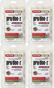 Wooster Genuine 4.5" Jumbo-Koter Pro/Doo-Z 1/2" Nap 4 Sets Of 10-Pack Roller Cover # RR503-4.5-4PK