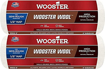 Wooster Genuine 9" Wooster Wool 1/2" Nap Roller Cover 2-Pack, RR632-9-2PK