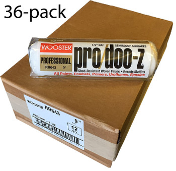 Wooster Genuine 9" Pro/Doo-Z 1/2" Nap 36-Pack Roller Cover - RR643-9-36PK