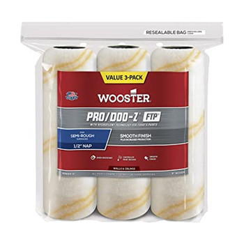 Wooster Genuine 9" Pro/Doo-Z FTP 1/2" Nap 3-Pack Roller Cover - RR669-9
