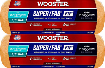Wooster Genuine 9" Super/Fab FTP 3/8" Nap Roller Cover 2-Pack, RR923-9-2PK