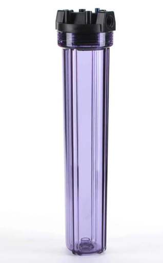 Hydronix HF5-20CLBK34PR, 20" Clear, 2.5" Body, 3/4" Black Cap Filter Housing, W/ PR Button