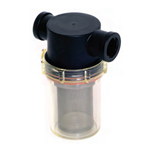 TerreMax Black Poly Top w/ Clear Nylon Bowl In-Line 3/4 in. T-Strainer