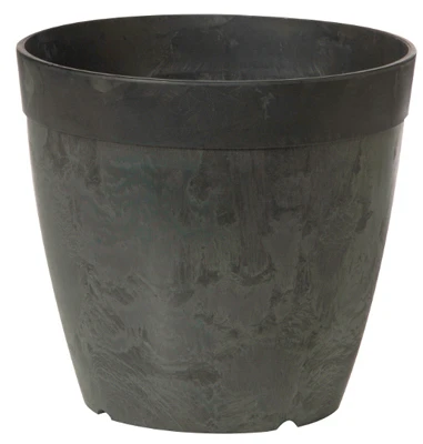 ArtStone Dolce Planter, Plastic, Water-Minder, Black, 8 In. Round