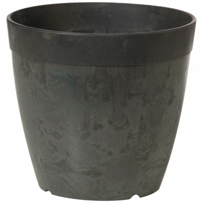 ArtStone Dolce Planter, Plastic, Water-Minder, Black, 10 In. Round