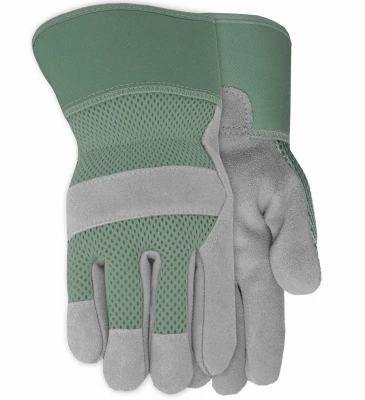 Women's Suede Leather Palm Glove With Breathable Mesh Back, M