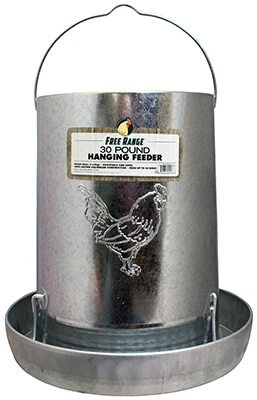 Hanging Poultry Feeder, Galvanized Steel, 30 Lb. Capacity