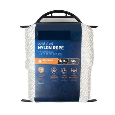 Nylon Rope, Twisted, White, 5/16 In. x 50 Ft.