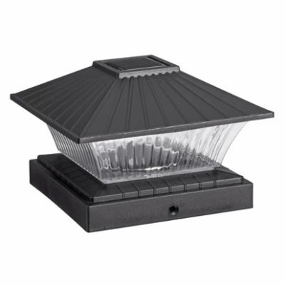 Solar Multi Color Post Cap Light, 4 Lumens, Cast Aluminum, Glass Lens