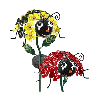 LED Solar Garden Stake Light, Bumble Bee & Ladybug, Acrylic & Metal