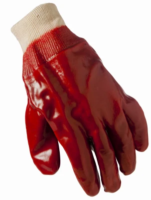 Work Gloves, PVC-Coated, Jersey Lining, Red, Men's Large