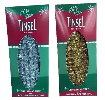 Tinsel Garland, Vintage, Assorted Colors, 12-Ft.