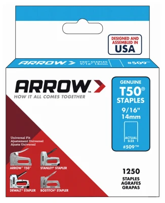 Staples, Narrow Crown, 9/16 In., 1250-Pk.