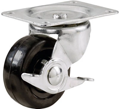 Swivel Plate Caster, Side Brake, Polypropylene Wheel, 3 In.
