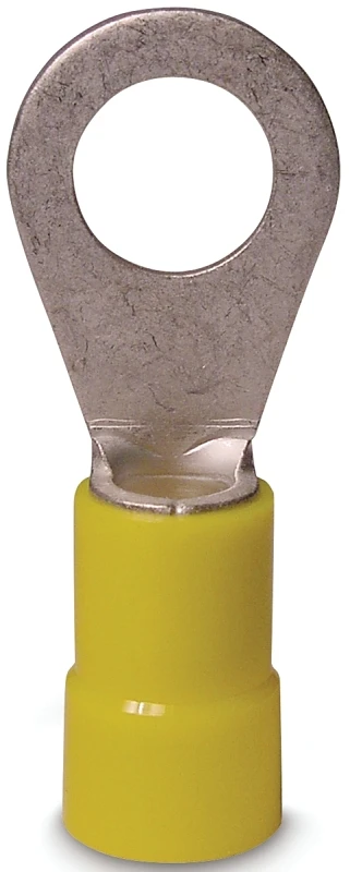 Ring Terminal, Vinyl Insulated Barrel, Solderless, 12-1/4 Stud, 12-10 AWG, 14-Pk.