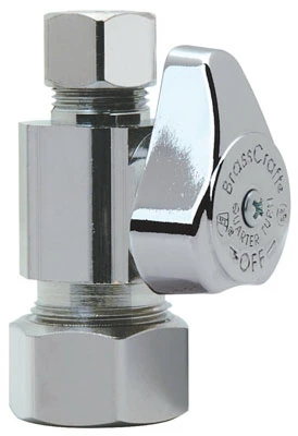 Chrome Straight Stop Valve 5/8-inch X 3/8-inch Lead Free 1/4 Turn