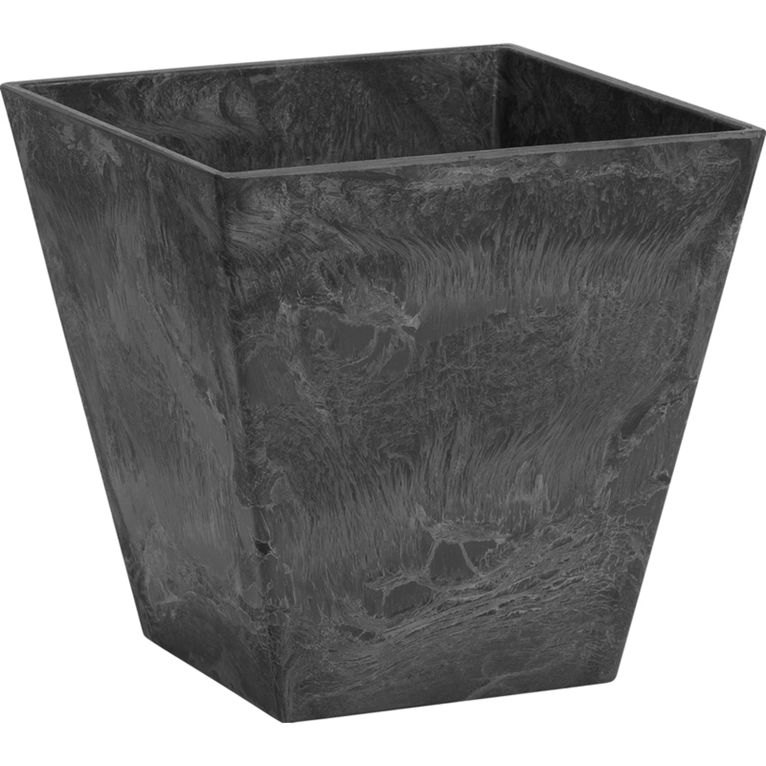 ArtStone Ella Planter, Plastic, Water-Minder, Black, 8 In. Sq.