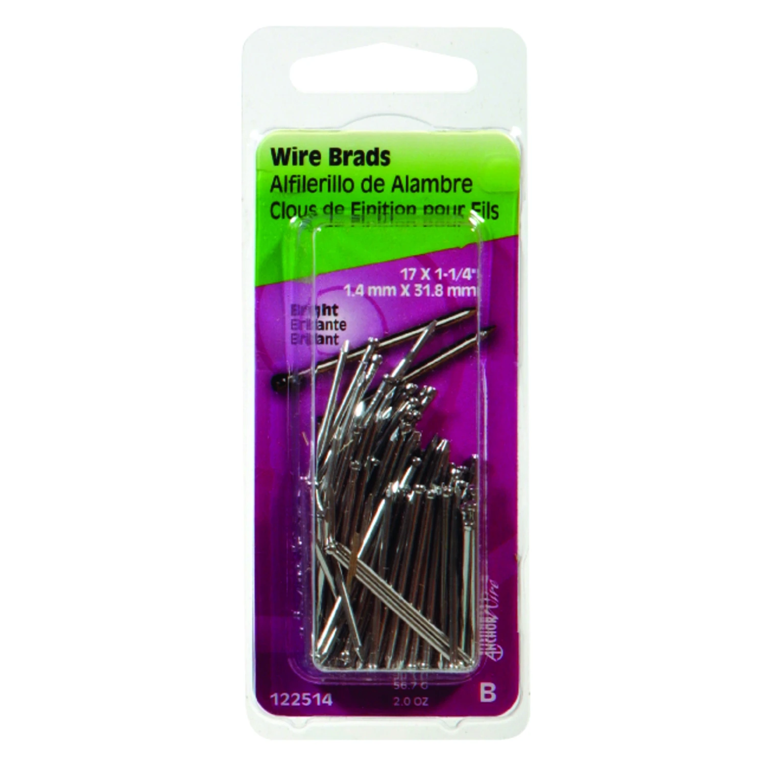 Bright Wire Brads, 1.25-In. x 17, 2-oz.