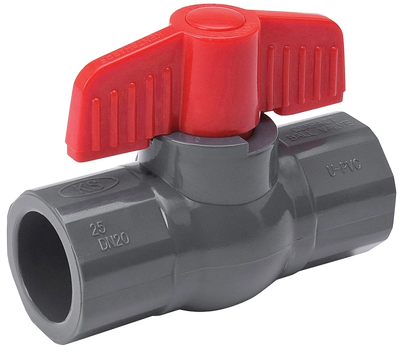 PVC Solvent Ball Valve, Gray, 1/2 In.