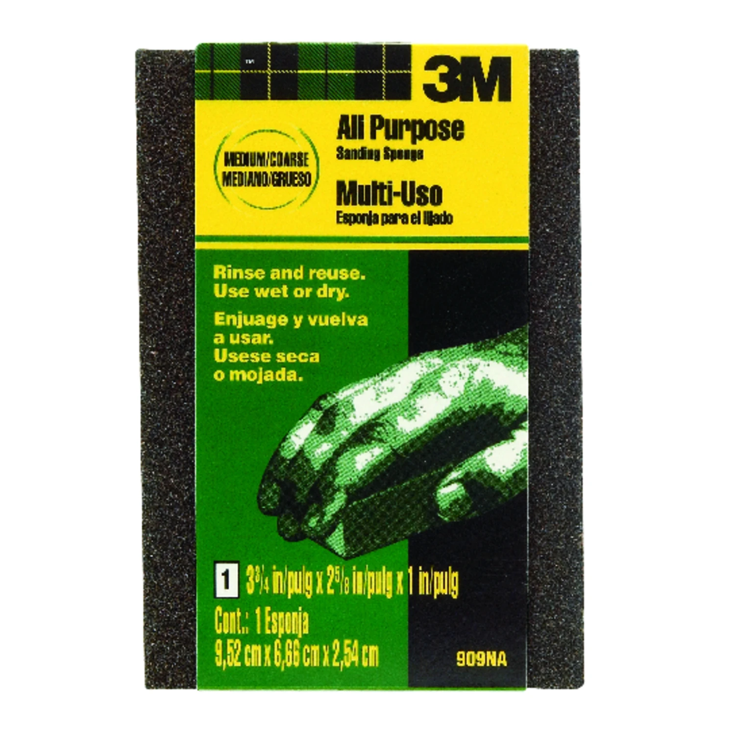 Medium/Coarse Flexible Sanding Sponge, 3-3/4 x 2-5/8 x 1 In.