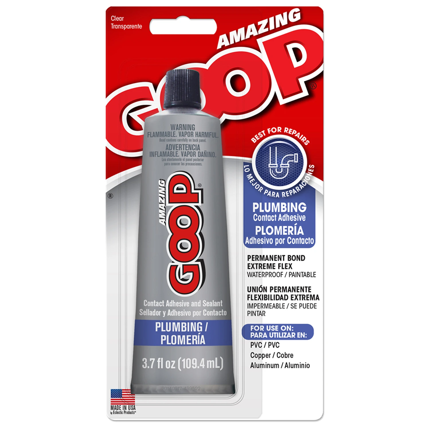 Plumbing Adhesive, Clear, 3.7 oz.