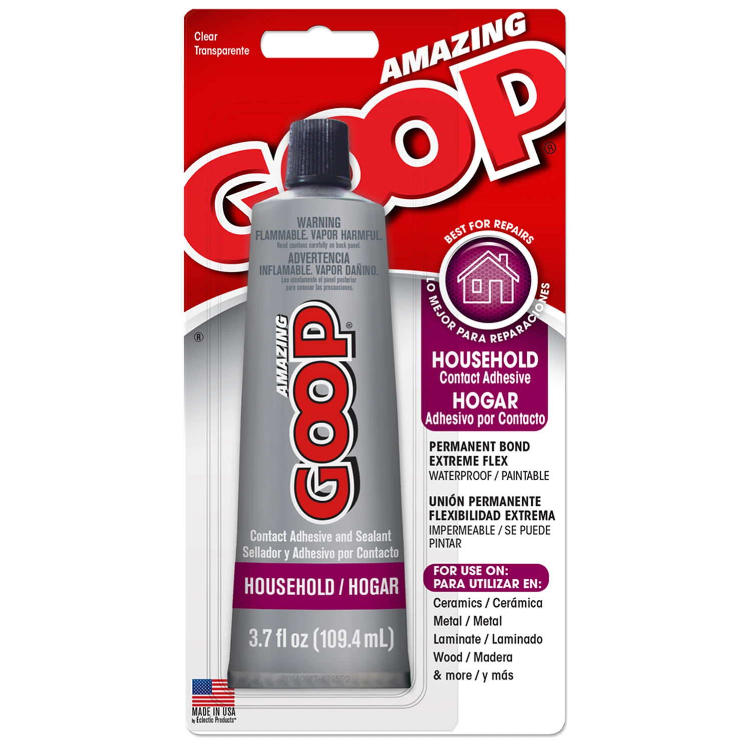Household Adhesive, Clear, 3.7 oz.