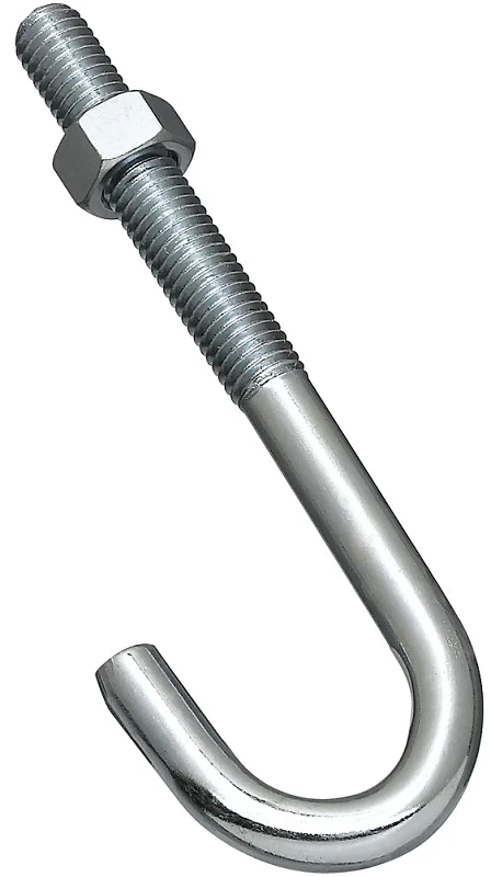 J Bolt, Zinc, 1/2 x 6 In.
