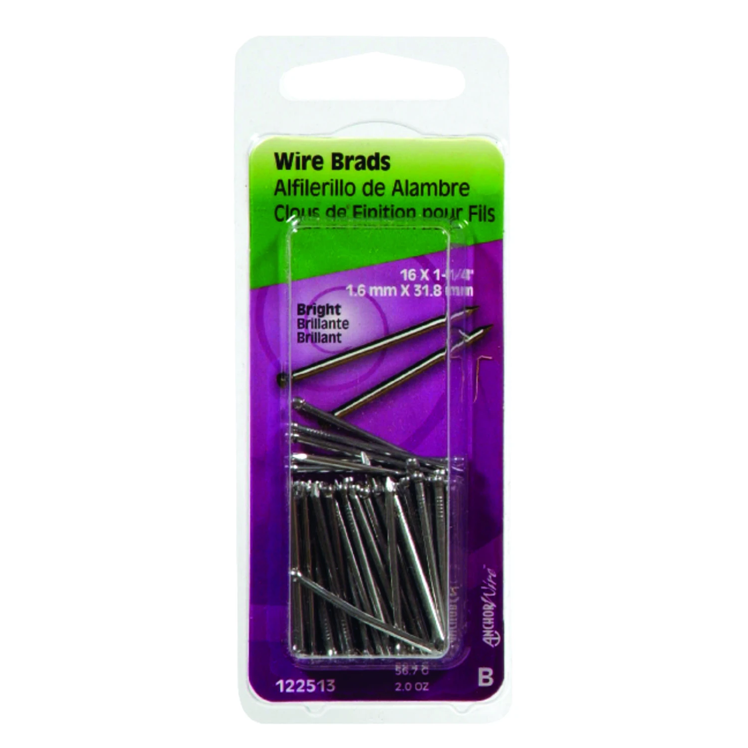 Bright Wire Brads, 1.25-In. x 16, 2-oz.