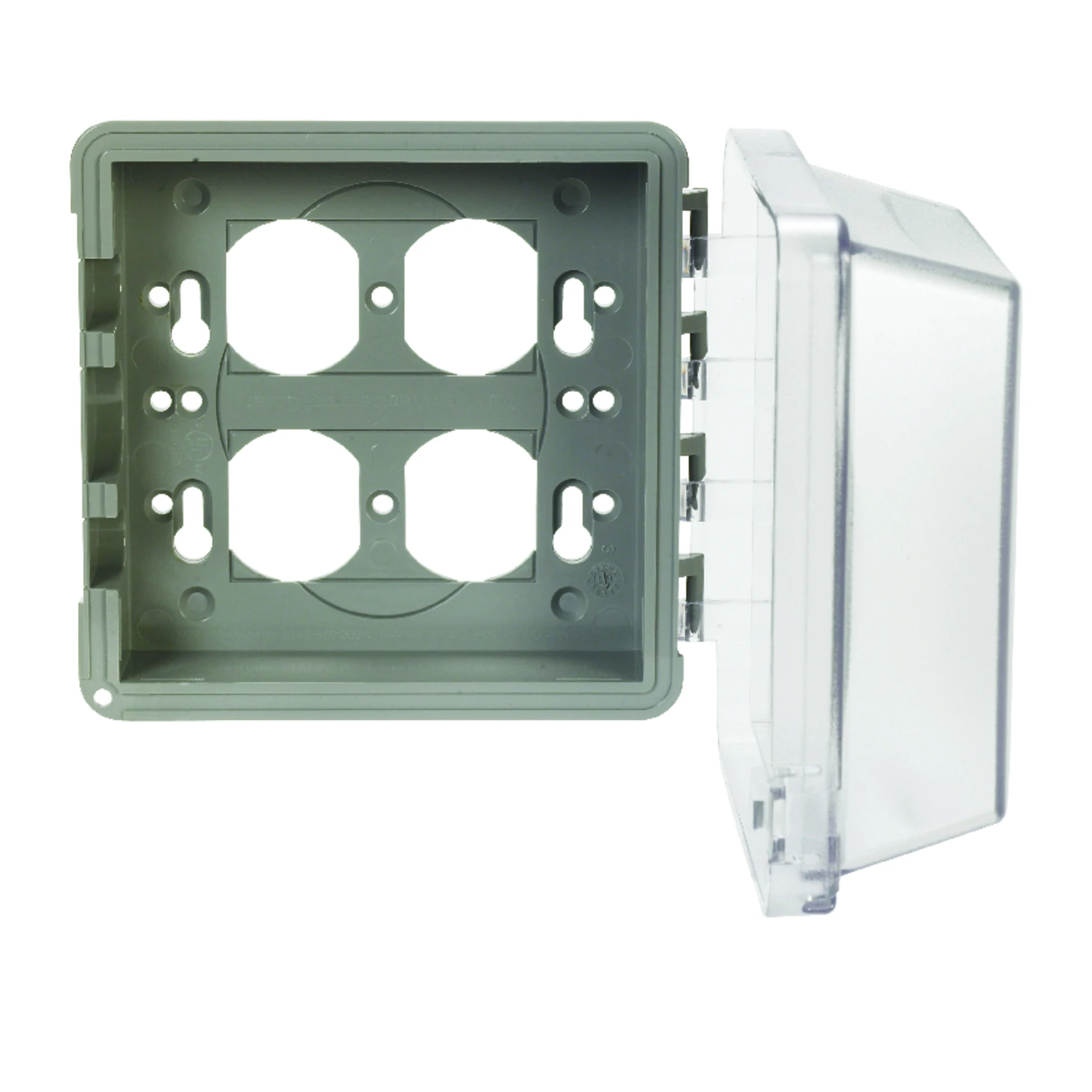 Outlet Cover, 2 Gang, Vertical, Clear Polycarbonate