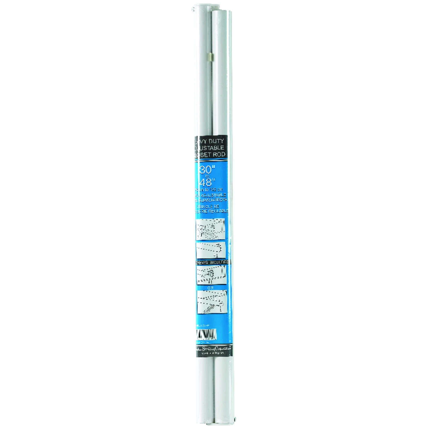 Closet Rod, Adjustable, White, 30 to 48-In.