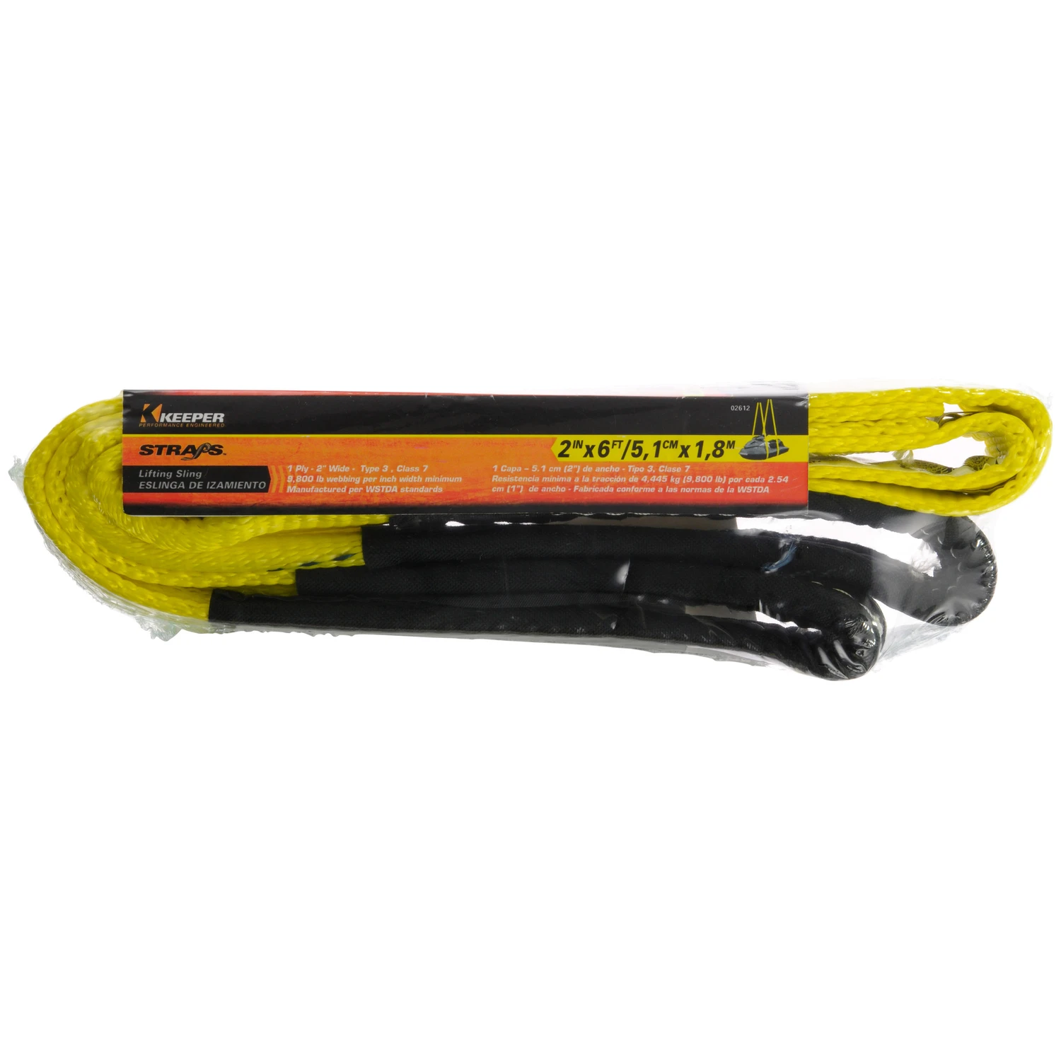 Lift Sling, 1-Ply, Flat Loop, 2 In. x 6 Ft.