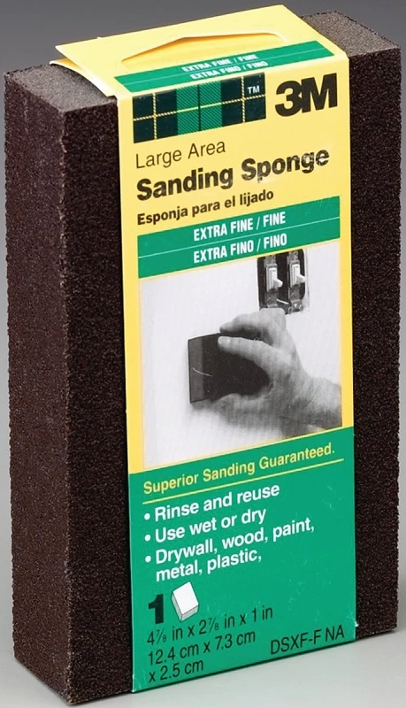 Flexible Sanding Sponge, Extra Fine/Fine, Large, 4-7/8 x 2-7/8 x 1 In.