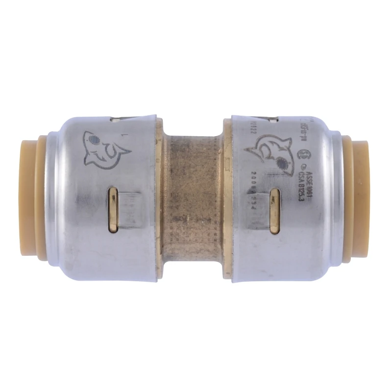 Push-to-Connect Pipe Coupling, Lead Free, 1/2 x 1/2 In.