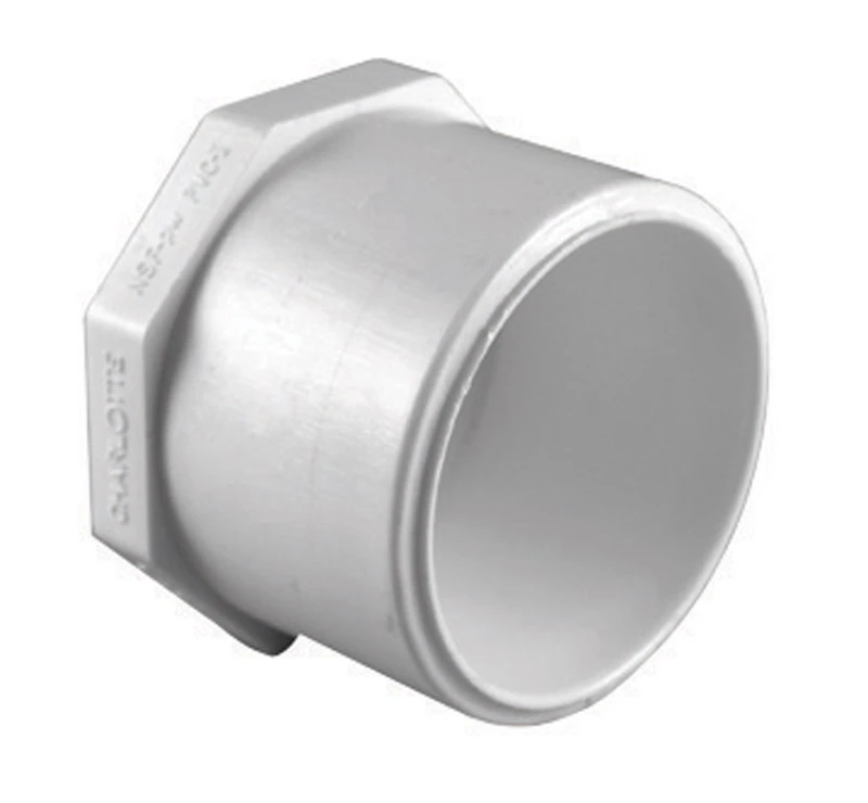 Schedule 40 PVC Plug Spigot, White, 2 In.